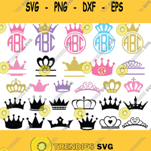 Crown SvgPrincess Crown SvgCrown Monogram SvgCrowns SvgCrown clipartCricut Cut Files svg Silhouette Cut Files svgcrown vector SVG DXF