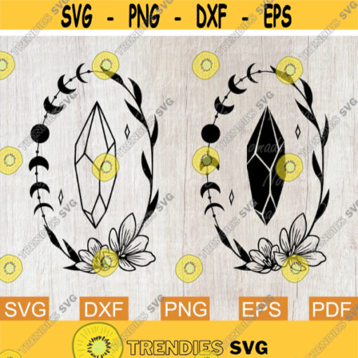 Crystal Svg Celestial Svg Witchy Svg Crescent Moon Svg Zodiac Svg Mystical Svg Boho Svg Floral Svg Crystals Svg files for Cricut Design 102.jpg