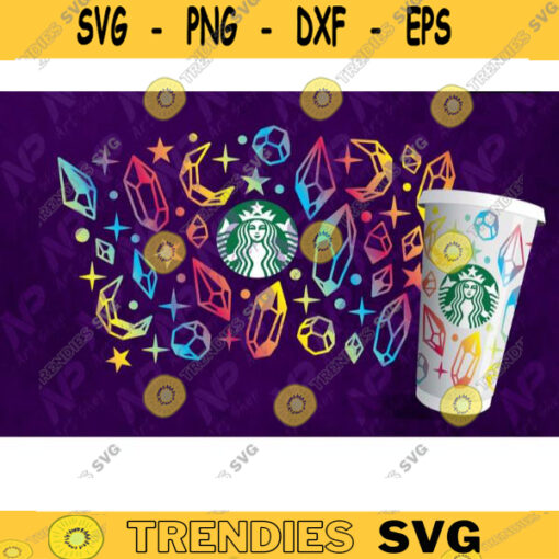 Crystal svg Celestial svg Crystal Full Wrap svg Gemstone svg Full Wrap Starbucks cup for Starbucks cold Cup 24 oz. SVG file for Cricut Design 106 copy