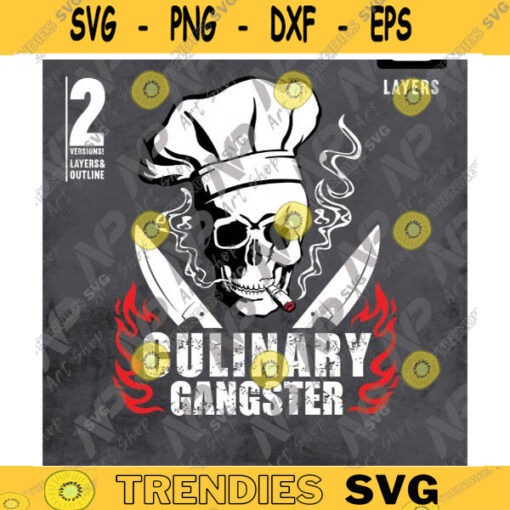 Culinary Gangster SVG Skull Culinary Gangster SVG Chef SVG Knives Chef svg Chef Hat Svg Cooking Design 418 copy