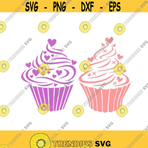 Cupcake Hearts Love Cuttable Design SVG PNG DXF eps Designs Cameo File Silhouette Design 186