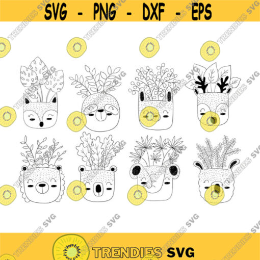 Cute Animal Plants Decal Files cut files for cricut svg png dxf Design 400