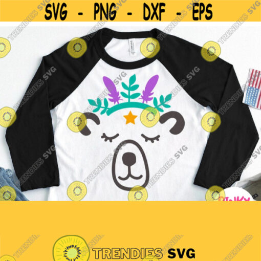 Cute Bear Svg Tribal Bear with Feathers Star Boho Kid Bear Svg Baby Shirt Svg Design for Boys Girls Cricut Silhouette Printable File Design 947