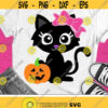 Cute Black Cat Svg Girl Halloween Svg Cat with Pumpkin Svg Dxf Eps Png Fall Cut Files Girls Svg Baby Kids Clipart Silhouette Cricut Design 1696 .jpg