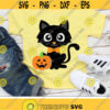 Cute Black Cat Svg Halloween Svg Cat with Pumpkin Svg Dxf Eps Png Baby Cut File Kids Shirt Design Toddler Clipart Silhouette Cricut Design 2737 .jpg