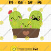 Cute Cactus Family SVG. Kawaii Cactus in a Pot Cut File. Succulent with Mustache PNG Clipart. Cacti Baby Shower Cutting Machine Vector Files Design 465