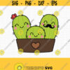 Cute Cactus Family SVG. Kawaii Cactus in a Pot Cut File. Succulent with Mustache PNG Clipart. Cacti Baby Shower Cutting Machine Vector Files Design 548