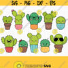 Cute Cactus SVG. Kawaii Cacti and Succulent in a Pot Cut Files. Baby Cactus Bundle Clipart. png eps jpg dxf Vector Files for Cutting Machine Design 578
