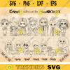 Cute Character SVG Clipart Bundle of 18 Line Art Outline Cricut Digital Download Drawing svg dxf png pdf psd Vector Cut File