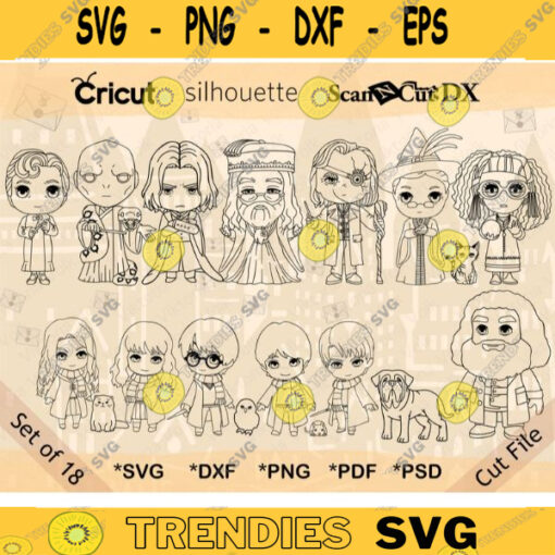 Cute Character SVG Clipart Bundle of 18 Line Art Outline Cricut Digital Download Drawing svg dxf png pdf psd Vector Cut File