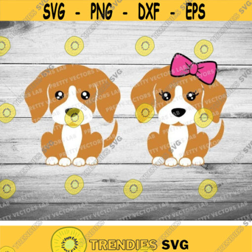 Cute Dogs Svg Puppy Svg Girl Boy Dog Svg Dxf Eps Png Puppy with Bow Clipart Kids Cut Files Baby Svg Pet Svg Silhouette Cricut Design 998 .jpg