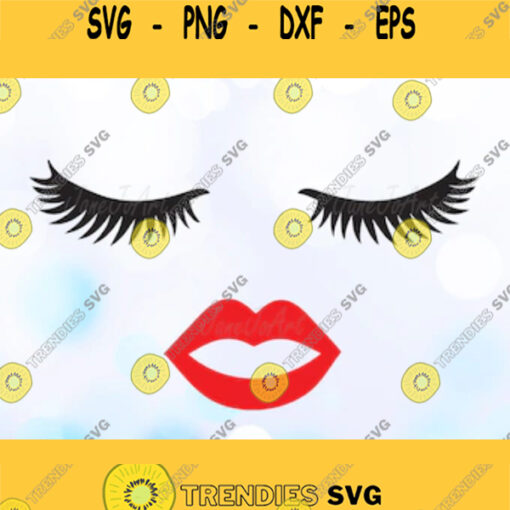 Cute Face SVG Lip Face Eyelashes SVGcut shirt design KissFace Cricut filesWomen svg SilhouetteSexy face svg clipart iron on