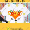 Cute Fox Svg Fox Face Svg Girl Fox Shirt Svg Baby Animal with Flower Wreath Svg Kid Toddler Childish Design Cricut Silhouette Dxf Design 575