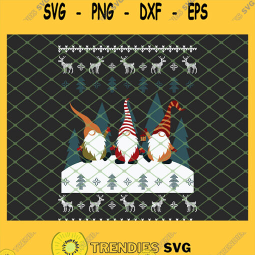 Cute Garden Gnomes Xmas Elf Holiday Ugly Christmas SVG PNG DXF EPS 1