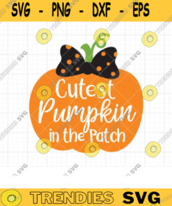 Cute Girl Pumpkin With Bow Svg Dxf Cutest Pumpkin In The Patch Thanksgiving Halloween Pumpkin For Kid Svg Dxf Png Clipart Commercial Use