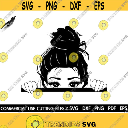 Cute Girl SVG Peekaboo Svg Messy Bun Svg Clipart Afro Girl Svg Kids Svg Afro Svg Png Cut File For Cricut Silhouette Machine Design 254