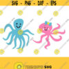 Cute Girl and Boy Octopus SVG Studio3 DXF AIps pdf Digital FIles