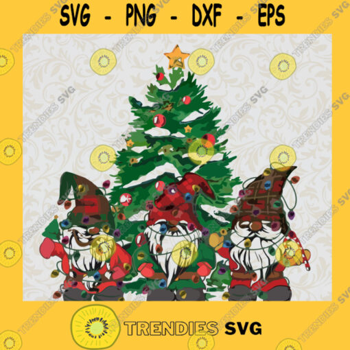 Cute Gnome Buffalo Plaid Christmas Tree Light Ugly Santa Hat SVG PNG EPS DXF Silhouette Digital Files Cut Files For Cricut Instant Download Vector Download Print Files