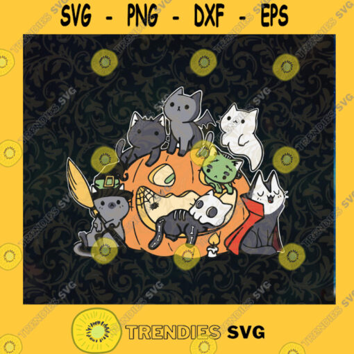 Cute Halloween Black Cat svg Black Halloween Cat in Pumpkin Svg Png Halloween Clip Art Cutting File Cricut Silhouette