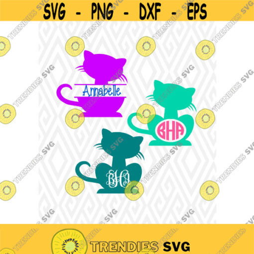 Cute Kitty Cat Monogram Cuttable Design in SVG DXF PNG Ai Pdf Eps Design 116