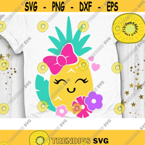 Cute Pineapple Svg Pineapple Girl Bow Svg Kawaii Pineapple Svg Pineapple Sunglasses Svg Summer Clip Art svg dxf png eps Cut files Design 979 .jpg