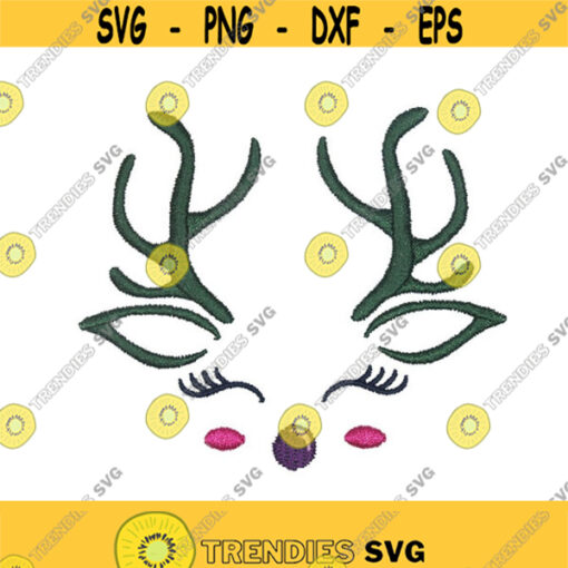 Cute Reindeer Face Christmas Design Monogram Machine Embroidery INSTANT DOWNLOAD pes dst Design 1514