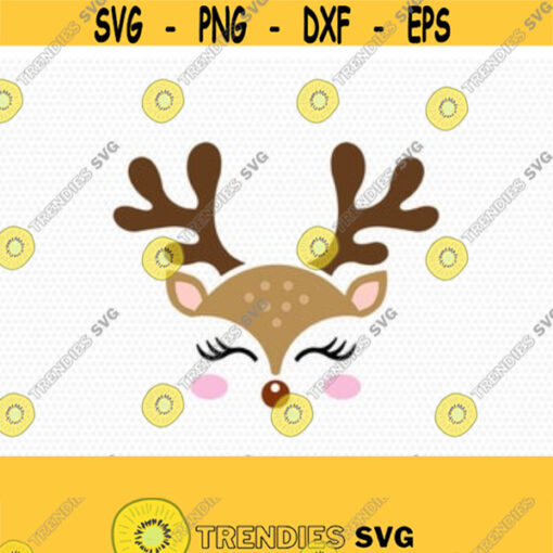 Cute Reindeer SVG Reindeer Face Christmas svg Girl Reindeer Christmas Cutting Files CriCut Files svg jpg png dxf Silhouette Design 138