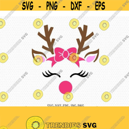 Cute Reindeer SVG Reindeer Face Christmas svg Girl Reindeer Christmas Cutting Files CriCut Files svg jpg png dxf Silhouette Design 178