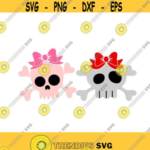 Cute Skull Girl Bow Halloween Cuttable SVG PNG DXF eps Designs Cameo File Silhouette Design 1079