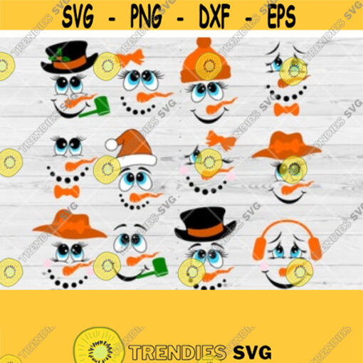 Cute Snowman Svg Bundle Cute Snowman Face Svg Christmas Svg Christmas Snowman Digital Cut File Svg Eps Png Instant Download