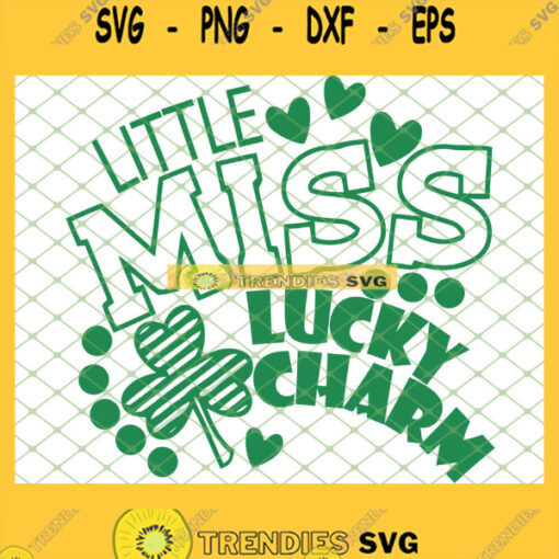 Cute St PatrickS Day Little Miss Lucky Charm SVG PNG DXF EPS 1