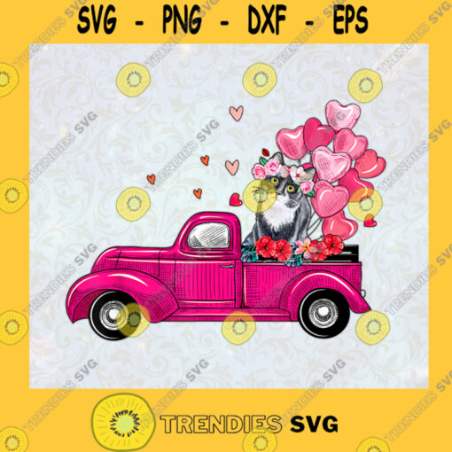 Cute Truck Cat Valentines Day Costume Boy Girl Gift Hearts Happy Valentine Valentine Gift SVG Digital Files Cut Files For Cricut Instant Download Vector Download Print Files
