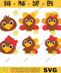 Cute Turkeys Svg, Baby Turkey Svg, Png, Clipart, Boy Girl Turkey Svg, Turkey Face With Bow, Thanksgiving Turkey, Kid Turkey Cut File Clipart