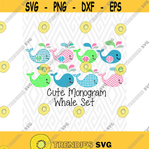 Cute Whale Monogram Set Cuttable Design in SVG DXF PNG Ai Pdf Eps Design 51