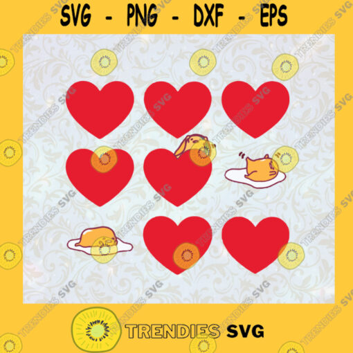 Cute Womens Gudetama Lazy And Lacking Energy Hearts Eggs Valentines Best Gift For Valentine Tamago SVG Birthday Gift Svg File For Cricut