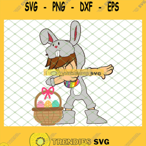 Dabbing Bunny Boy With Easter Eggs SVG PNG DXF EPS 1