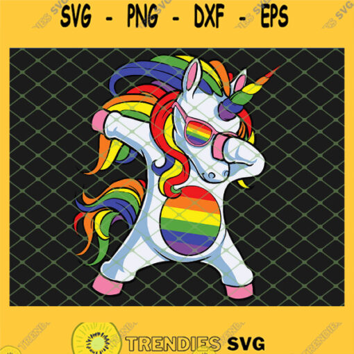 Dabbing Unicorn Gay Pride Lgbt Lesbian Rainbow SVG PNG DXF EPS 1