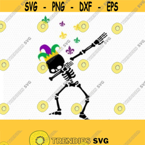 Dabbing skeleton mardi gras svg mardi gras svg skeleton svg CriCut Files svg jpg png dxf Silhouette Design 117