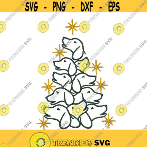 Dachshund Christmas Tree Design Monogram Machine Embroidery INSTANT DOWNLOAD pes dst Design 1874