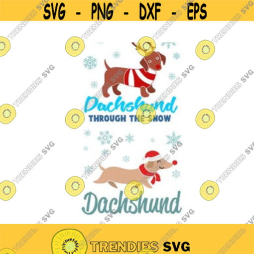 Dachshund Through the Snow Dog Christmas Cuttable Design SVG PNG DXF eps Designs Cameo File Silhouette Design 115