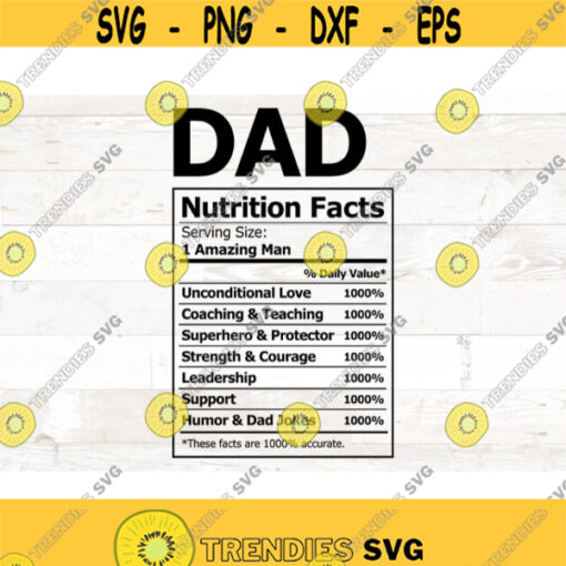 Dad Nutrition Facts svg nutritional facts svg Fathers Day Shirt svg Fathers Day Gift T Shirt Dad Gift Design 435