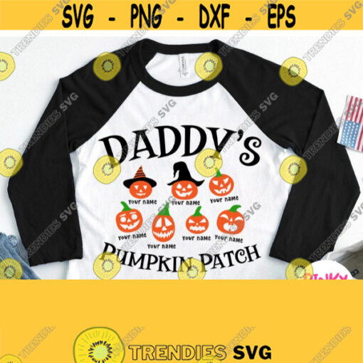 Daddys Pumpkin Patch Svg Father Halloween Shirt Svg Design with Baby Pumpkins Personalize Dad T shirt Cricut Silhouette Sublimation Design 547