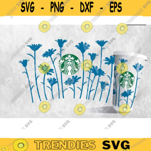 Daisy svg Starbuck Cold Cup SVG Daisy SVG Flower svg Floral svg Full Wrap Daisies for Starbucks cold cup 24 oz Design 122 copy