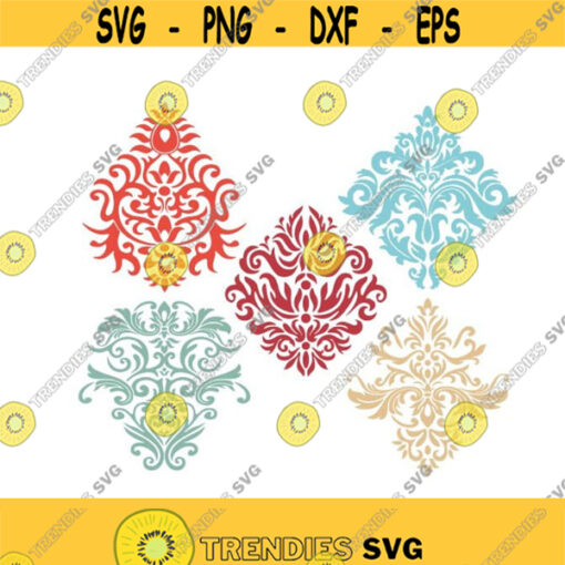 Damask Accent Floral Cuttable Design SVG PNG DXF eps Designs Cameo File Silhouette Design 184