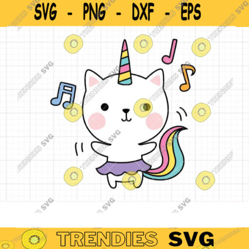Dancing Cat Unicorn SVG DXF Files for Cricut or Silhouette Cute Caticorn Kittycorn Dancing svg dxf Cut File Commercial Use copy