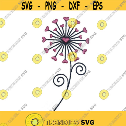 Dandelion Love Hearts Flower Valentines Day Embroidery Design Monogram Machine INSTANT DOWNLOAD pes dst Design 1496
