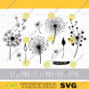 Dandelion SVG Flowers svg bundle Floral PNG clipart Dandelions png Wildflower svg files for cricut