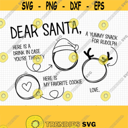Dear Santa Tray SVG. Cookies for Santa Placemat. Dear Santa Cookies Tray Cut Files. Vector Files Cutting for Machine png dxf eps jpg pdf Design 614
