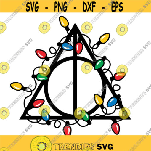 Deathly Hallows with Festive Lights Decal Files cut files for cricut svg png dxf Design 408