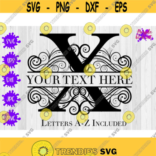 Decorative Floral Split Monogram Svg Fancy Letter Monogram Frame Floral Monogram Svg Wedding Split Monogram Family Initial Last Name Cricut Design 327